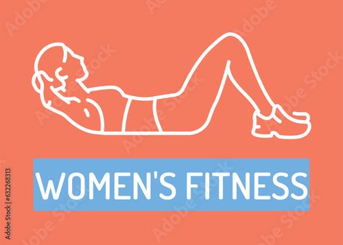 Girl Doing Crunch black line icon.