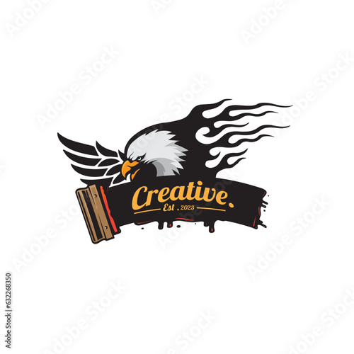 design logo screen printing with eagle head vector illustration