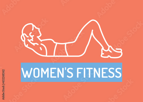 Girl Doing Crunch black line icon.