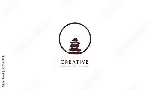 SPA - template logo for Spa lounge, beauty salon, massage area, yoga center, natural cosmetics etc.. The balancing cairn - a symbol of harmony, tranquility and relaxation.