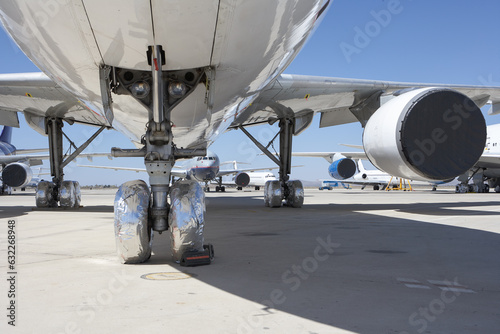 at the airfield under airplanes in california
