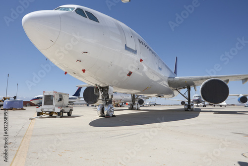 at the airfield under airplanes in california