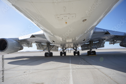 at the airfield under airplanes in california