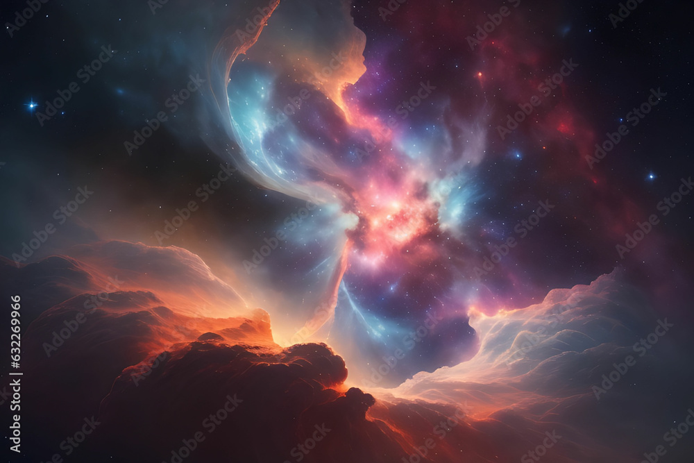Obraz premium They marveled at the beauty of a nearby nebula, its swirling clouds of gas and dust like an abstract painting in the cosmos.