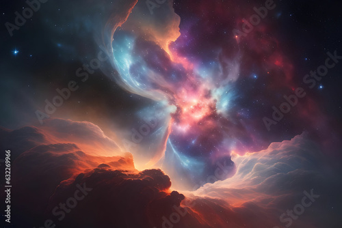 They marveled at the beauty of a nearby nebula, its swirling clouds of gas and dust like an abstract painting in the cosmos.