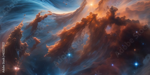 They marveled at the beauty of a nearby nebula, its swirling clouds of gas and dust like an abstract painting in the cosmos.