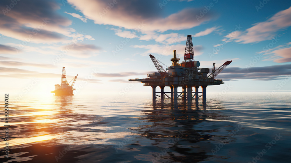 Ocean Ventures Offshore Drilling for Gas and Petroleum on an Impressive Oil Platform. created with Generative AI