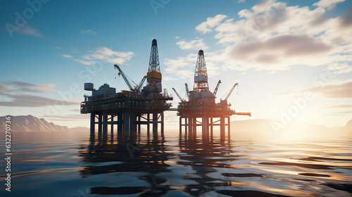 Ocean Ventures Offshore Drilling for Gas and Petroleum on an Impressive Oil Platform. created with Generative AI