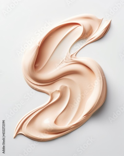 Cosmetic concealer or foundation cream spread on a flat surface