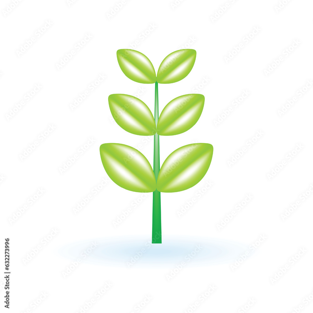 3D Tree Plant Sleeding Sprout Icon. Eco Sustainability Environmental Concept. Glossy Glass Plastic Color. Cute Realistic Cartoon Minimal Style. 3D Render Vector Icon UX UI Isolated Illustration.