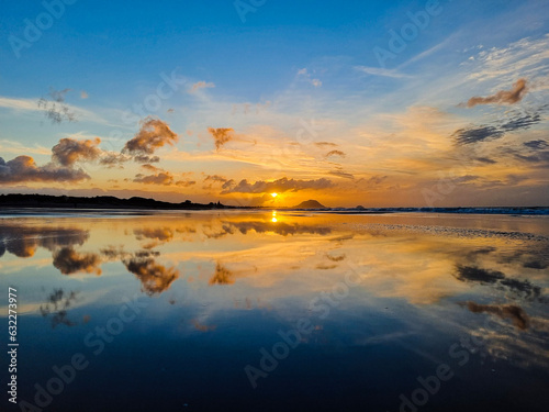 Sunset on Papamoa Beach New Zealand Reflection photo