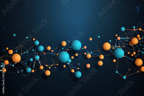 A beautiful Abstract futuristic - Molecules technology with polygonal shapes on dark blue background.