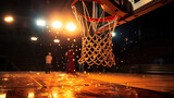 Glistening Basketball Hoops Amidst Shifting Shadows. Generative AI