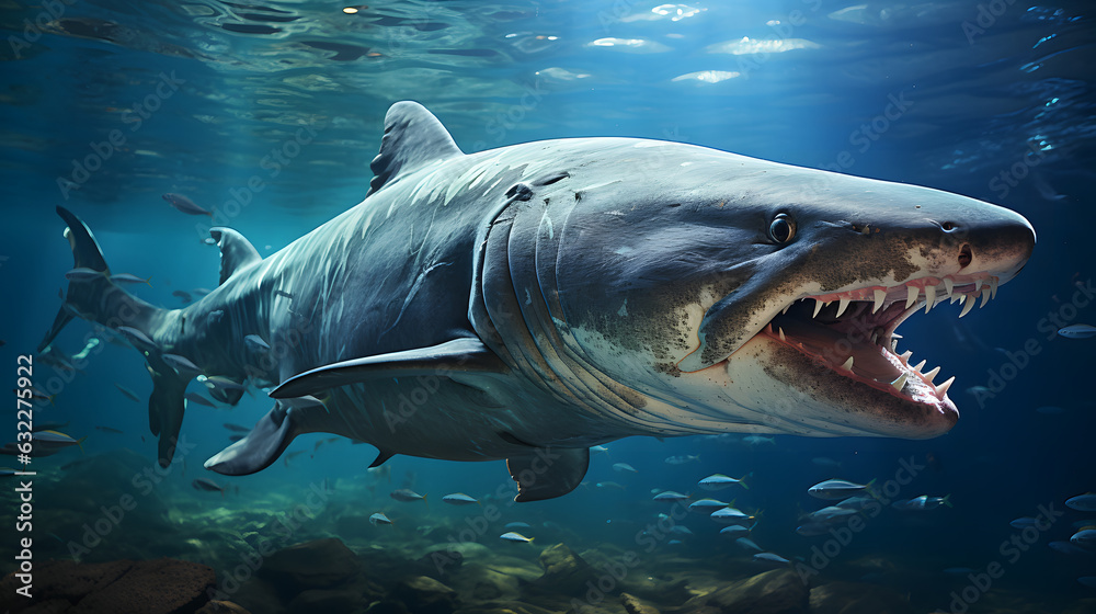 Naklejka premium Illustration of a shark hunting