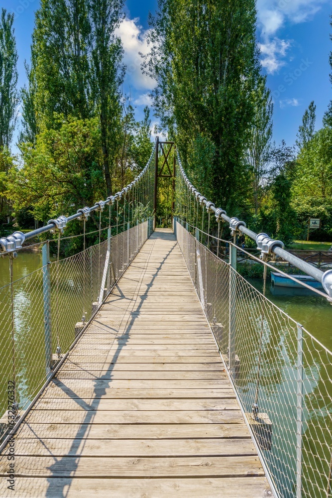 San Andres footbridge over the Pisuerga river in Herrera de Pisuerga, Palencia, Spain.