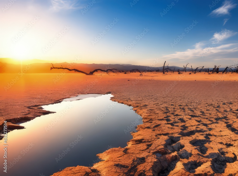 Naklejka premium A Dry and Barren Landscape showcasing the dangers of climate cha