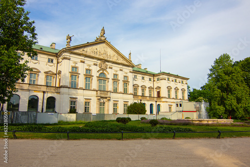 Krasinski Palace baroque palace and garden built in 17th century. Nowadays National Library in Warsaw, Poland