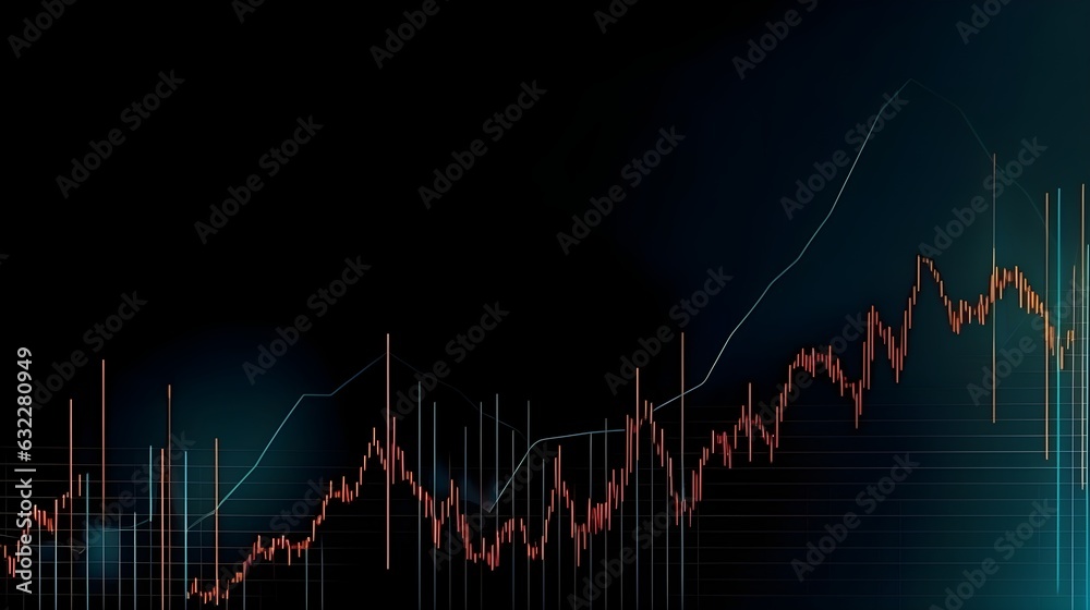 Business future technology market economic investment and money concept background or backdrop. Common forex and commodity exchange with colorful graphics interface. Generative AI technology.