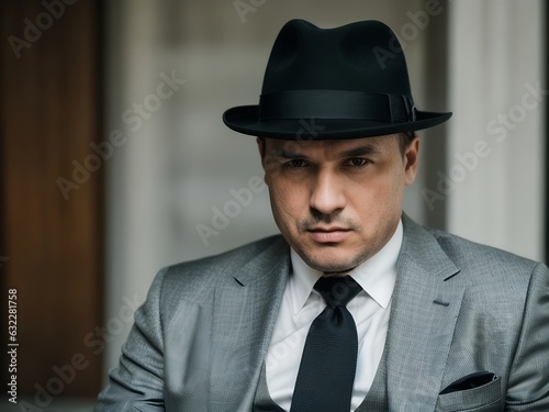 portrait of a mafia man in a hat, generative ai