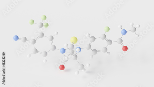 enzalutamide molecule 3d, molecular structure, ball and stick model, structural chemical formula nonsteroidal antiandrogen