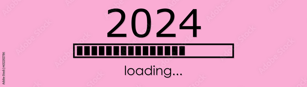 new year 2024 loading bar - obrazy, fototapety, plakaty 