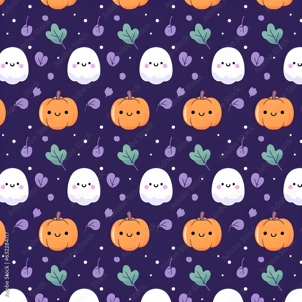 Halloween pattern with ghosts and funny pumpkins. Jack o' lantern. Halloween background. Wallpaper. Halloween pattern with ghosts and funny pumpkins. Jack o' lantern. Halloween background. Wallpaper.