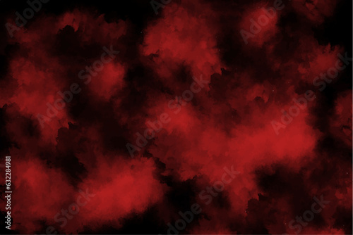 Red splash of color isolated on transparent dark background. Abstract red powder explosion with particles. Colorful dust cloud explode, paint holi, mist splash effect. Realistic vector illustration. © Sanatçi