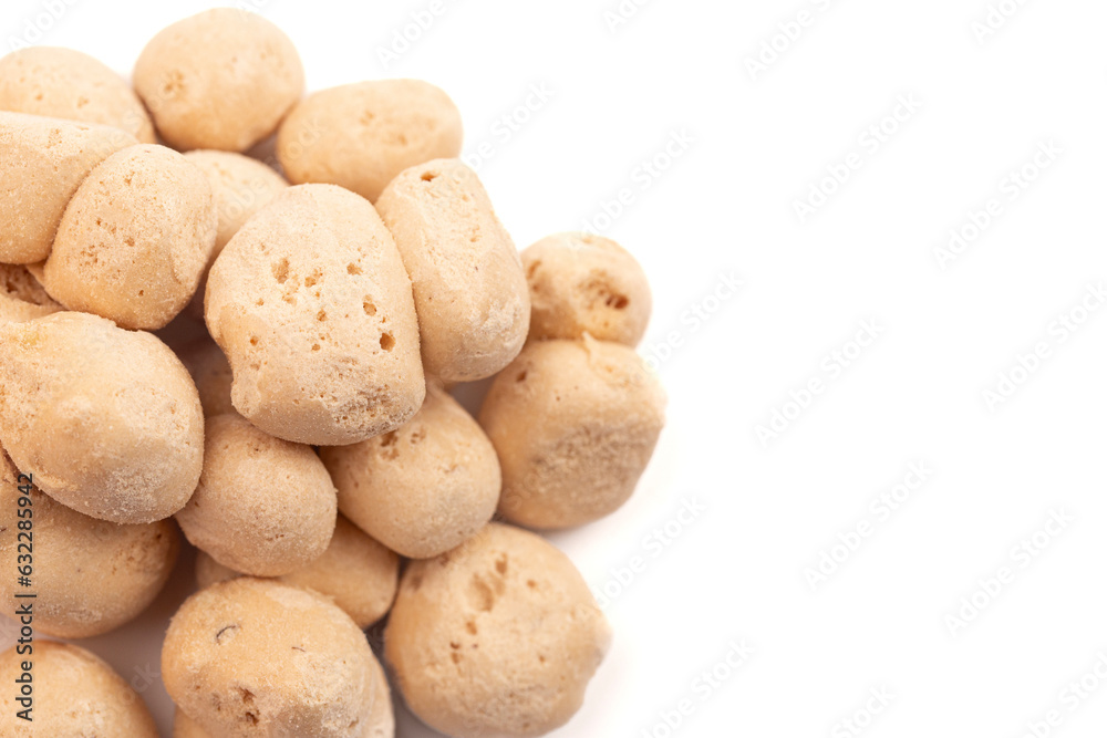 Dehydrated Freeze Dried Honey Flavored Candy Isolated on White Background Dehydrated Freeze Dried Honey Flavored Candy Isolated on White Background