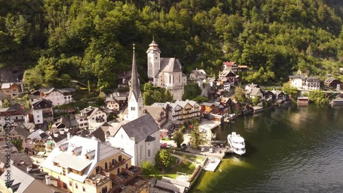 Flying over the Lake of Hallstatt. It was a late Summer day in September. Hallstatt is known to be the oldest Salt mining site starting 7000 years ago. That's how it got its riches in past times.