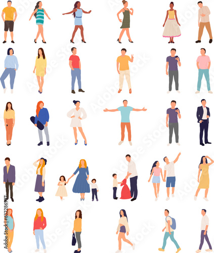 set of people, men and women in flat style vector