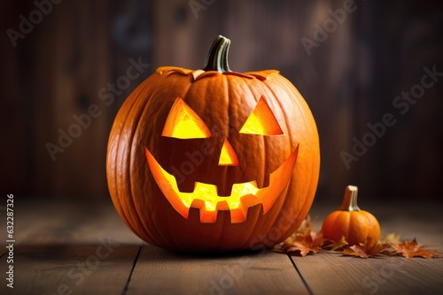very scary halloween pumpkin on the street