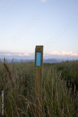 Trail Marker at Max Patch on the Appalachian Trail in Western North Carolina