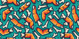 Halloween seamless pattern with zombie fingers for halloween design. Wallpaper or background with hand bones of zombie for october party banner, poster or postcard