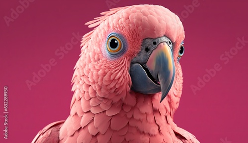 portrait of a pink parrot, realistic style Generative AI