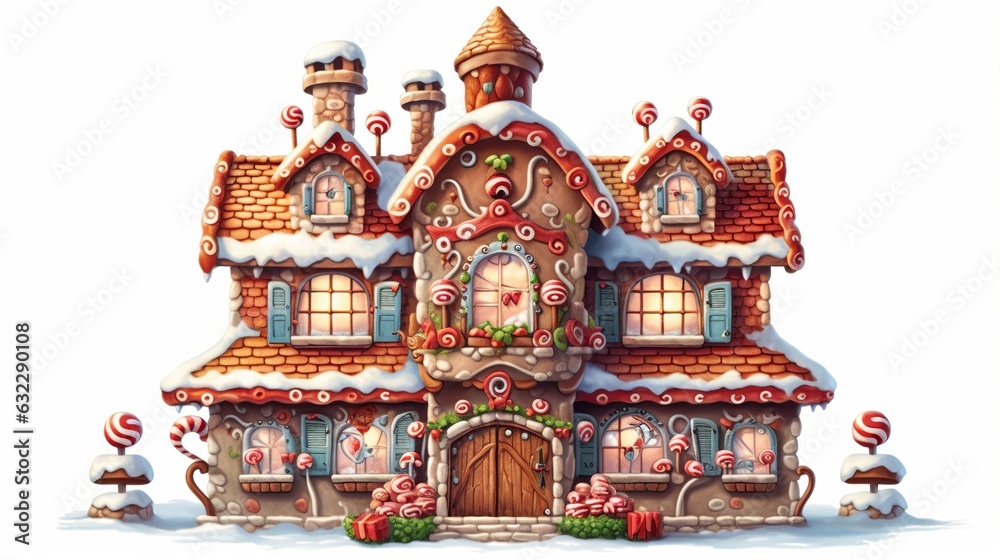 gingerbread house with sweets, watercolor style Generative AI
