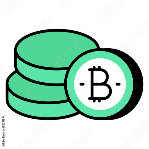 An icon design of bitcoins