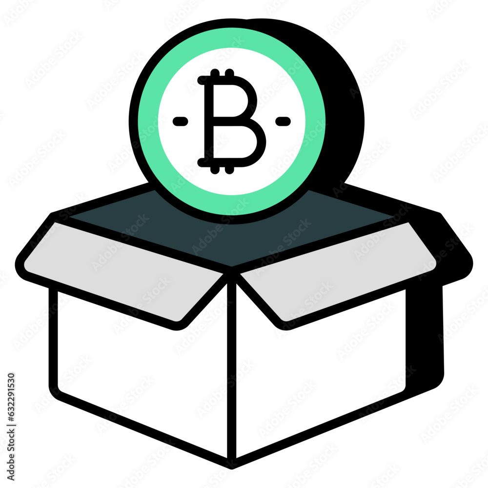 A unique design icon of bitcoin box 