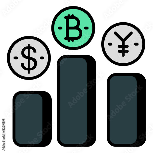 Editable design icon of cryptocurrencies chart