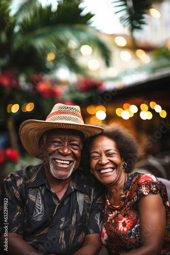 A retired couple enjoying a vacation in the caribbean