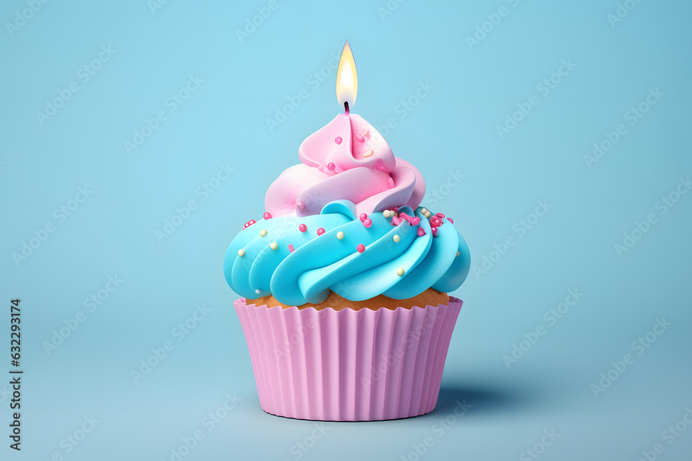 3d illustration of cupcake cup isolated on light sky-blue background 3d illustration of cupcake cup isolated on light sky-blue background