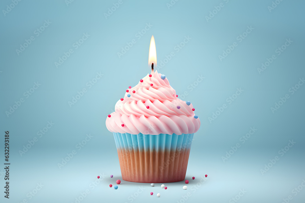 3d illustration of cupcake cup isolated on light sky-blue background 3d illustration of cupcake cup isolated on light sky-blue background