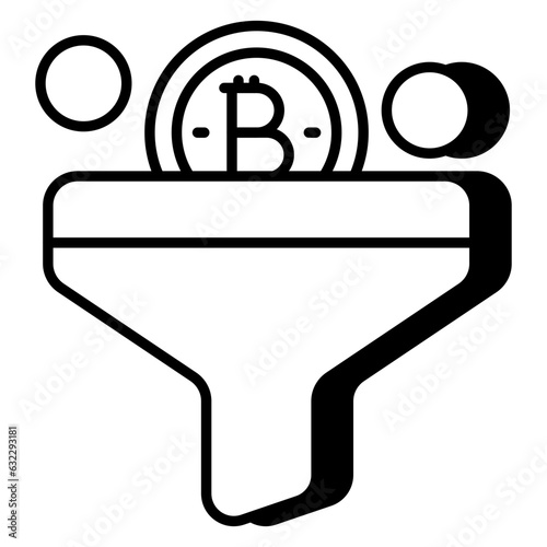 An icon design of bitcoin filtration 