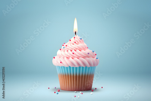 3d illustration of cupcake cup isolated on light sky-blue background