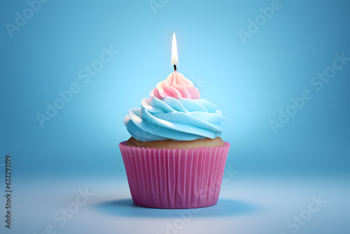 3d illustration of cupcake cup isolated on light sky-blue background