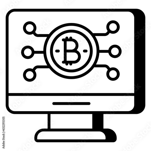 A flat design icon of bitcoin network 