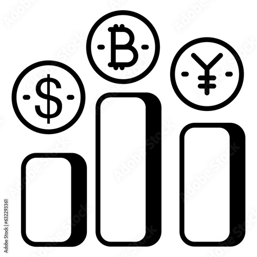 Editable design icon of cryptocurrencies chart