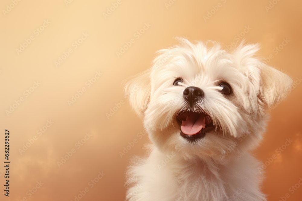 cute dog on beige background, AI Generated cute dog on beige background, AI Generated