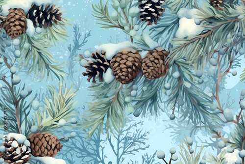 pine cones and snow