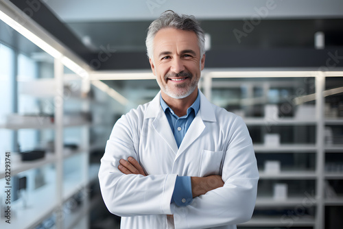 Smiling doctor with crossed arms photo portrait
