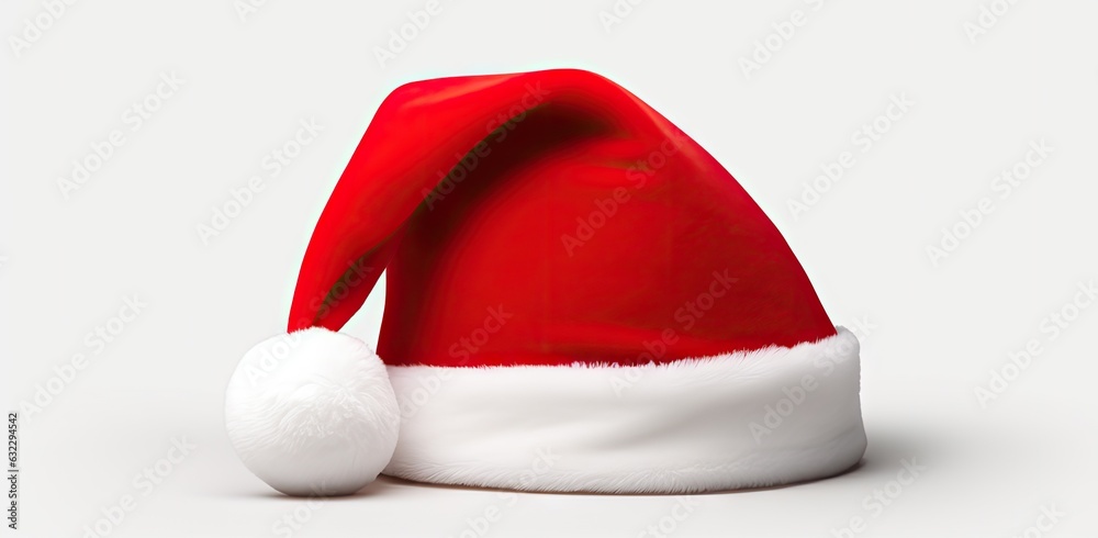 Single Santa Claus red hat isolated on white background created with Generative AI technology Single Santa Claus red hat isolated on white background created with Generative AI technology